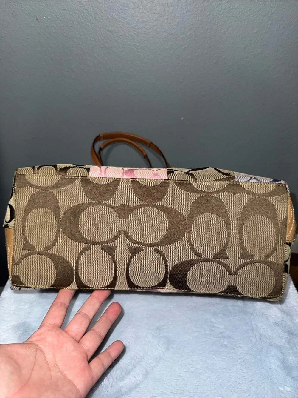 Pink coach patchwork tote